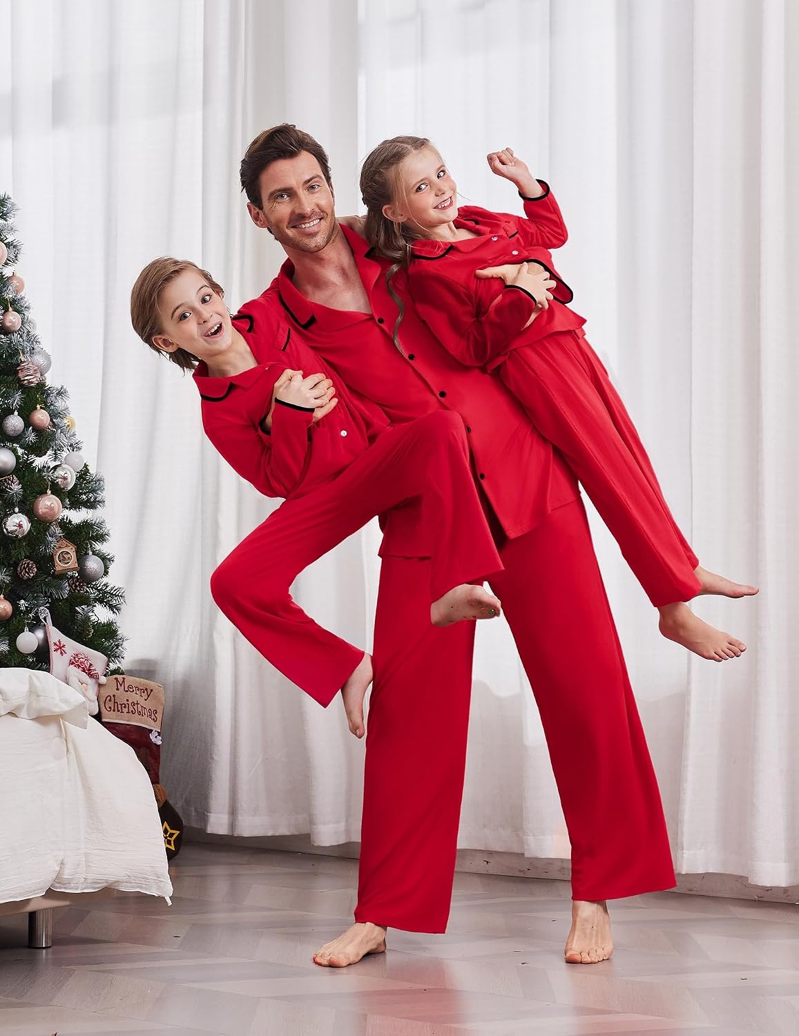 image:imageEkouaer Family Christmas Pajamas Matching Pjs Sets for Women Men and KidsRed