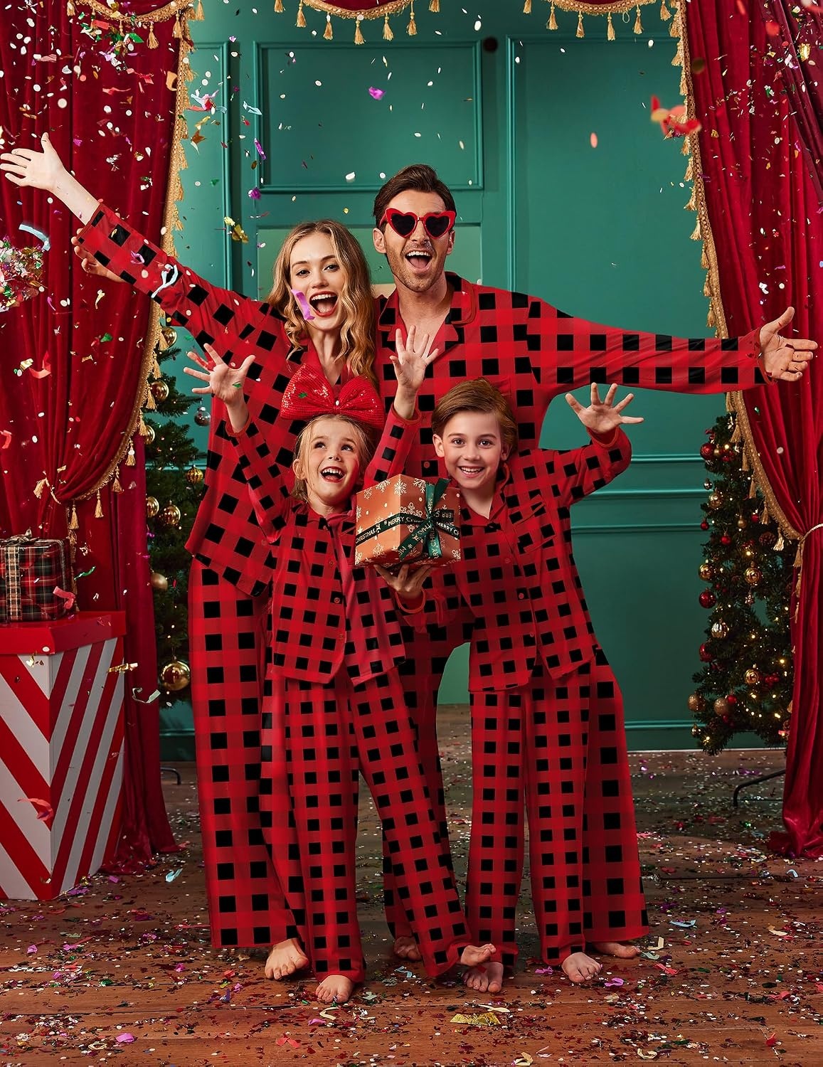 image:imageEkouaer Family Christmas Pajamas Matching Pjs Sets for Women Men and KidsRed Plaid