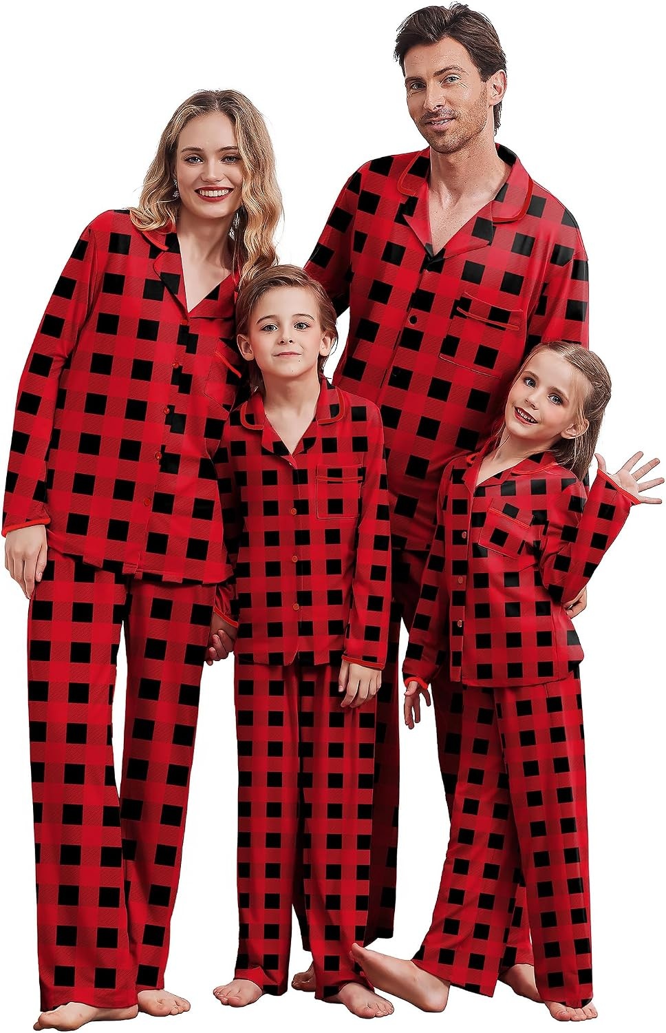 image:imageEkouaer Family Christmas Pajamas Matching Pjs Sets for Women Men and KidsRed Plaid