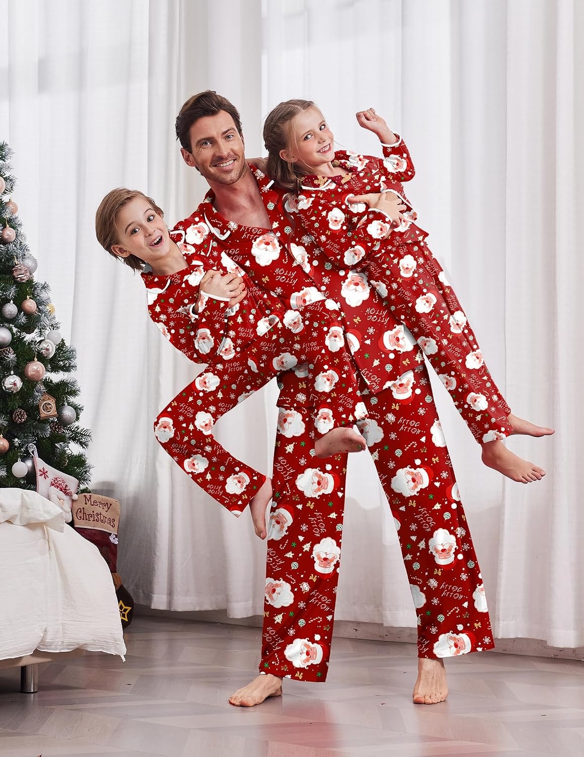 image:imageEkouaer Family Christmas Pajamas Matching Pjs Sets for Women Men and KidsRed Santa Claus