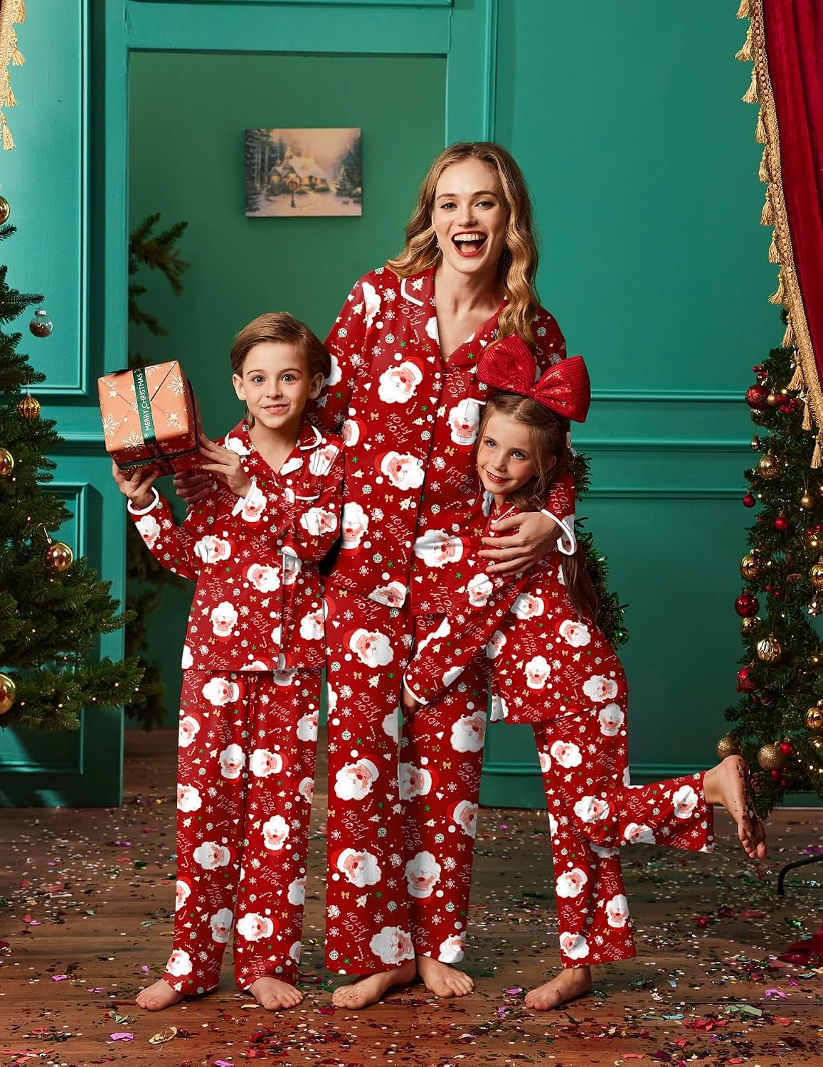 image:imageEkouaer Family Christmas Pajamas Matching Pjs Sets for Women Men and KidsRed Santa Claus