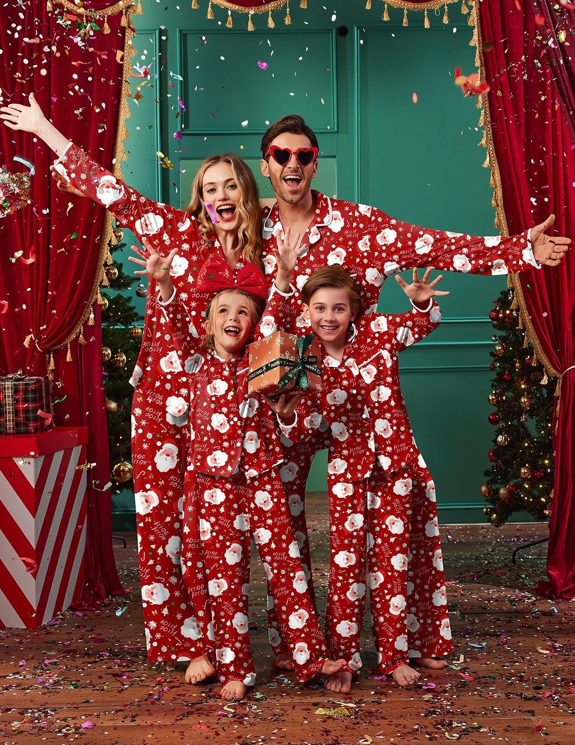 image:imageEkouaer Family Christmas Pajamas Matching Pjs Sets for Women Men and KidsRed Santa Claus