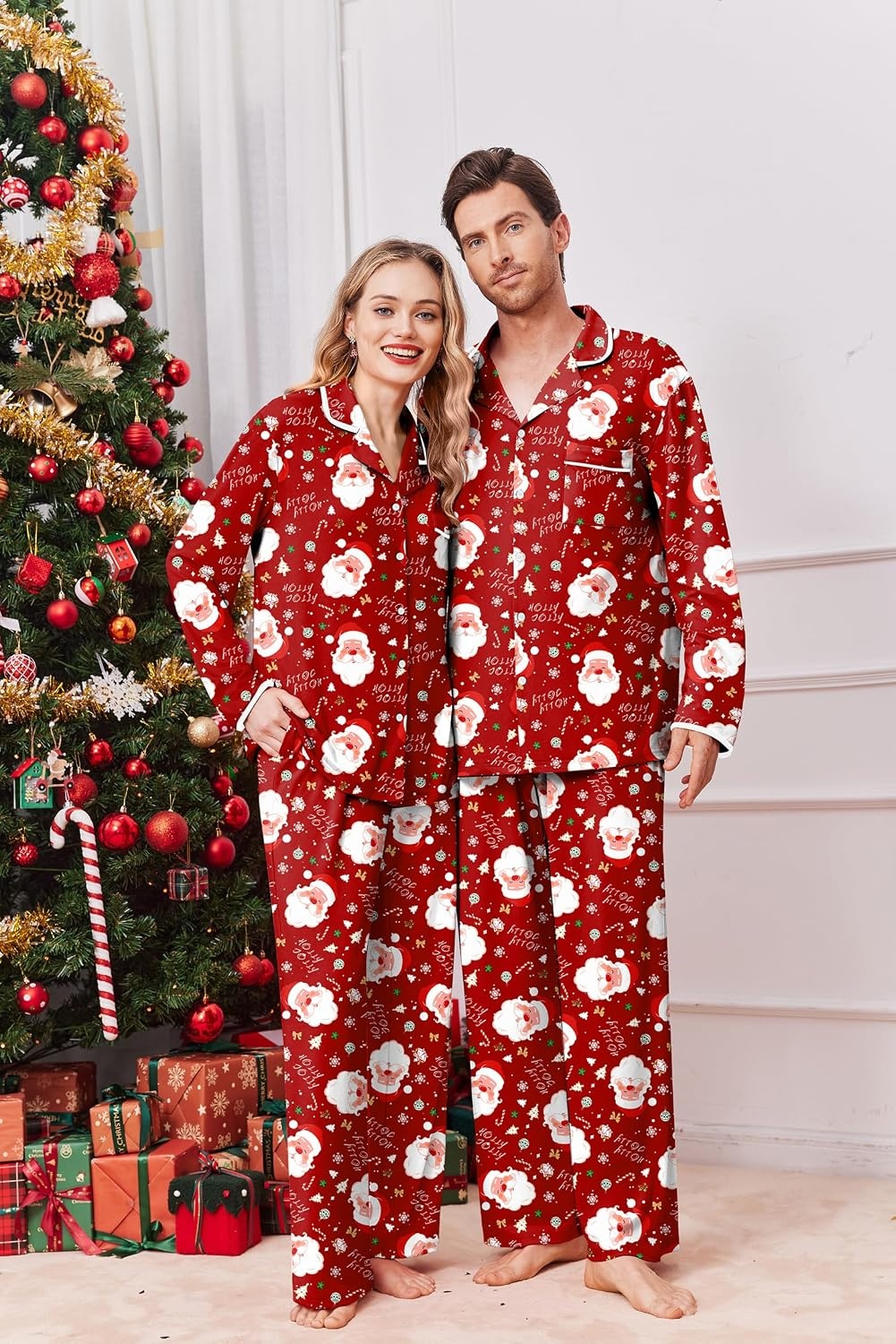 image:imageEkouaer Family Christmas Pajamas Matching Pjs Sets for Women Men and KidsRed Santa Claus
