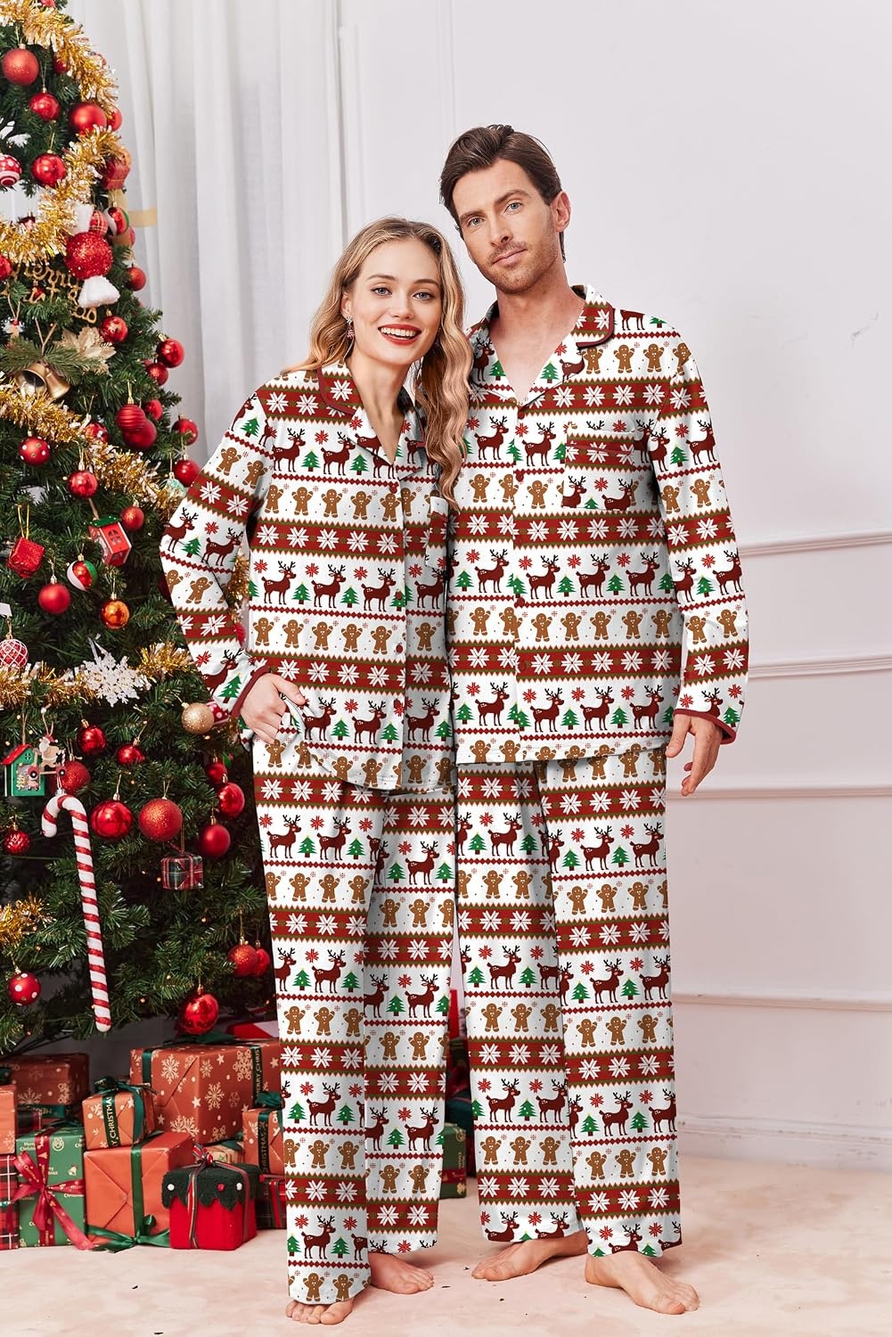image:imageEkouaer Family Christmas Pajamas Matching Pjs Sets for Women Men and KidsReindeer