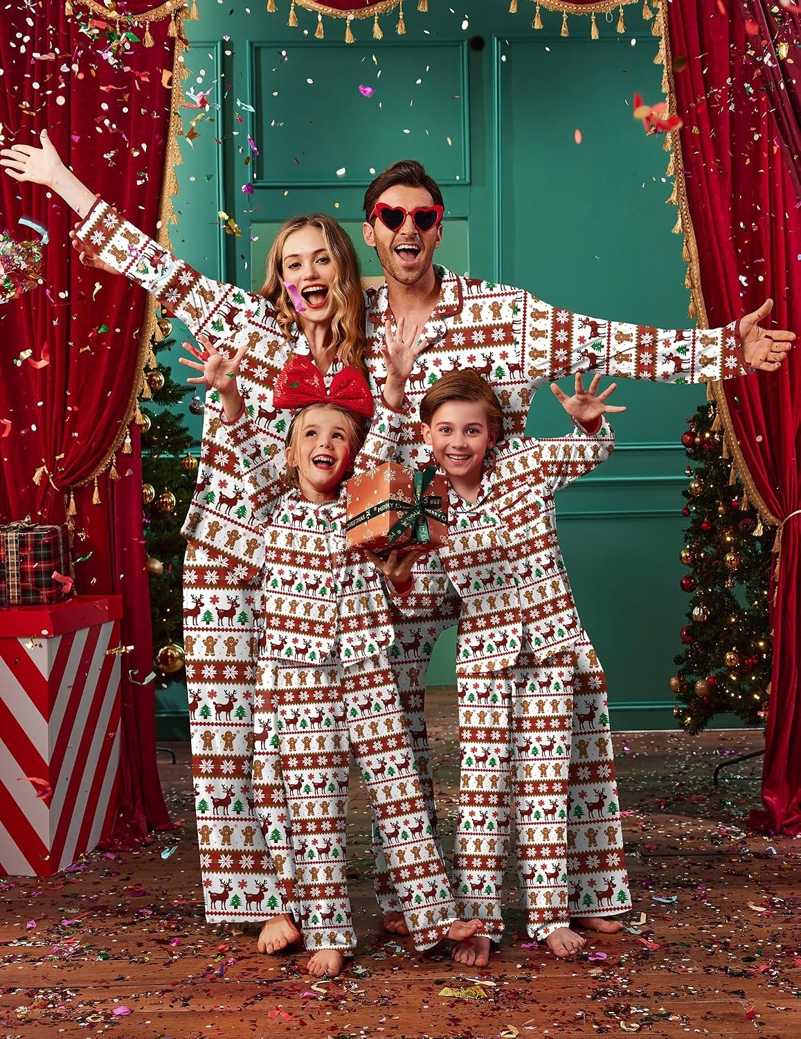 image:imageEkouaer Family Christmas Pajamas Matching Pjs Sets for Women Men and KidsReindeer