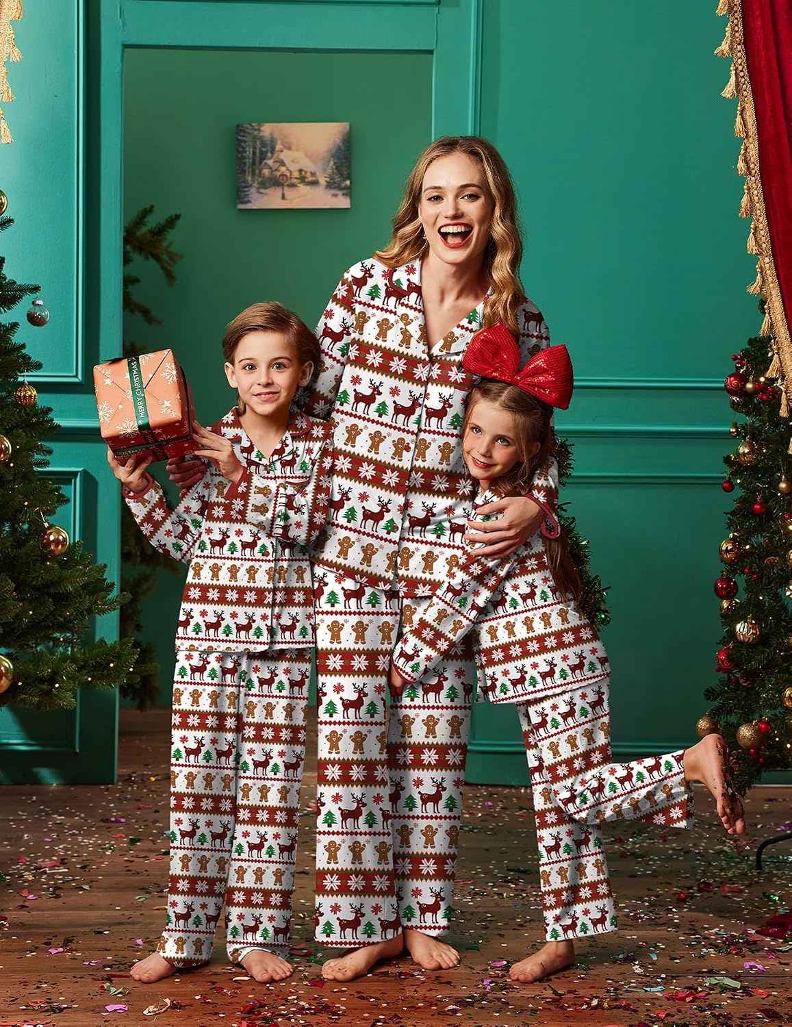 image:imageEkouaer Family Christmas Pajamas Matching Pjs Sets for Women Men and KidsReindeer