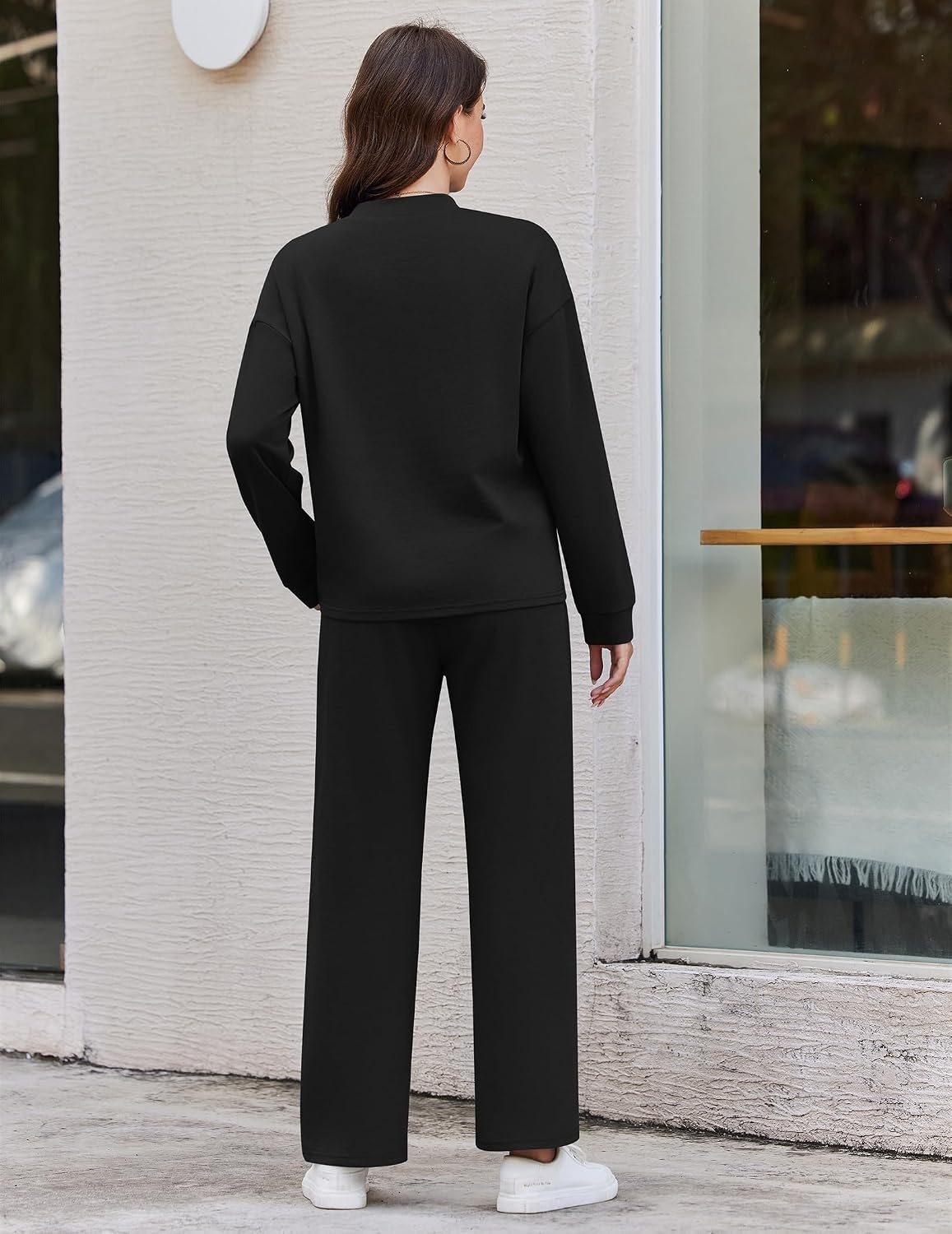 image:imageEkouaer Two Piece Sets for Women Mock Neck Lounge Sets Travel Outfits 2026Black