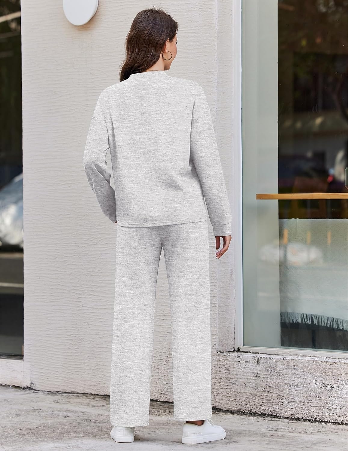 image:imageEkouaer Two Piece Sets for Women Mock Neck Lounge Sets Travel Outfits 2026Grey