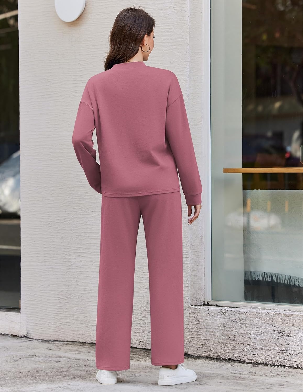 image:imageEkouaer Two Piece Sets for Women Mock Neck Lounge Sets Travel Outfits 2026Purple Red