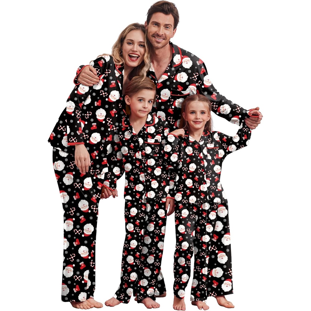 image:imageEkouaer Family Christmas Pajamas Matching Pjs Sets for Women Men and KidsBlack Santa Claus
