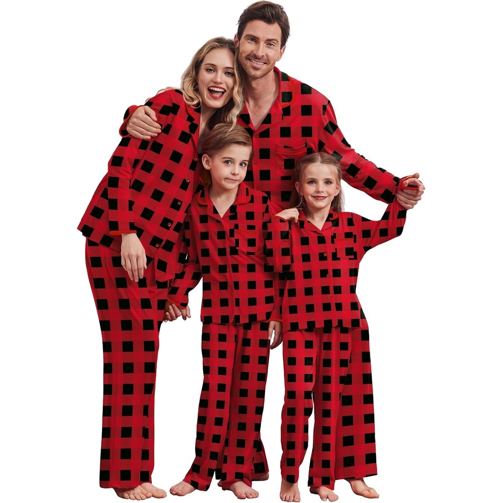 image:imageEkouaer Family Christmas Pajamas Matching Pjs Sets for Women Men and KidsRed Plaid