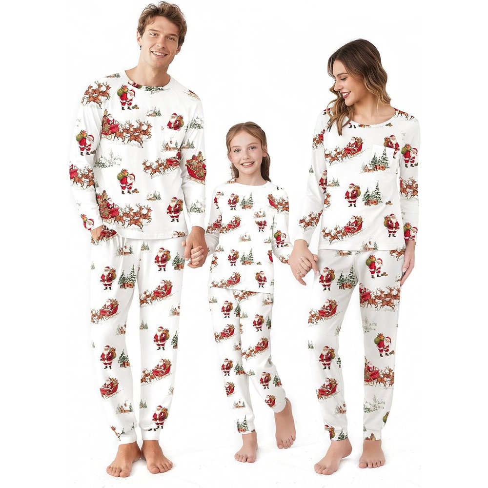 image:imageEkouaer Family Matching Pajamas Christmas Sleepwear Long Sleeve Pjs SetSanta Clauss Sleigh