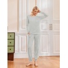 Ekouaer 2 Pack Womens Pajama Sets Long Sleeve Pjs Soft Comfy Lounge Set(Striped + Dark Gray)