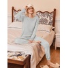 Ekouaer 2 Pack Womens Pajama Sets Long Sleeve Pjs Soft Comfy Lounge Set(Striped + Dark Gray)