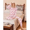 Ekouaer 2 Pack Womens Pajama Sets Long Sleeve Pjs Soft Comfy Lounge Set(Xmas Navy+xmas Pink)