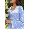 Ekouaer Cotton Nightgowns for Women Long Sleeve Night Gown Lace Sleepwear(Blue White Birds)