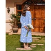 Ekouaer Cotton Nightgowns for Women Long Sleeve Night Gown Lace Sleepwear(Blue White Birds)