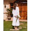 Ekouaer Cotton Nightgowns for Women Long Sleeve Night Gown Lace Sleepwear(Floral Pink)