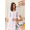 Ekouaer Cotton Nightgowns for Women Long Sleeve Night Gown Lace Sleepwear(Floral Pink)