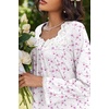 Ekouaer Cotton Nightgowns for Women Long Sleeve Night Gown Lace Sleepwear(Floral Pink)