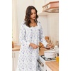 Ekouaer Cotton Nightgowns for Women Long Sleeve Night Gown Lace Sleepwear(Floral Purple)