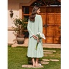 Ekouaer Cotton Nightgowns for Women Long Sleeve Night Gown Lace Sleepwear(Light Green)