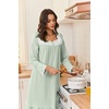 Ekouaer Cotton Nightgowns for Women Long Sleeve Night Gown Lace Sleepwear(Light Green)