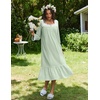 Ekouaer Cotton Nightgowns for Women Long Sleeve Night Gown Lace Sleepwear(Light Green)