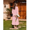 Ekouaer Cotton Nightgowns for Women Long Sleeve Night Gown Lace Sleepwear(Pink)