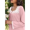 Ekouaer Cotton Nightgowns for Women Long Sleeve Night Gown Lace Sleepwear(Pink)