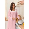 Ekouaer Cotton Nightgowns for Women Long Sleeve Night Gown Lace Sleepwear(Pink)