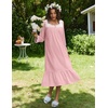 Ekouaer Cotton Nightgowns for Women Long Sleeve Night Gown Lace Sleepwear(Pink)