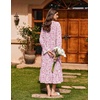 Ekouaer Cotton Nightgowns for Women Long Sleeve Night Gown Lace Sleepwear(Pink Ditsy Floral)