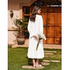 Ekouaer Cotton Nightgowns for Women Long Sleeve Night Gown Lace Sleepwear(White)