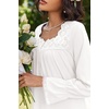 Ekouaer Cotton Nightgowns for Women Long Sleeve Night Gown Lace Sleepwear(White)