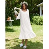 Ekouaer Cotton Nightgowns for Women Long Sleeve Night Gown Lace Sleepwear(White)