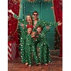 Ekouaer Family Christmas Pajamas Matching Pjs Sets for Women, Men and Kids(Green Santa Claus)