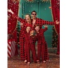 Ekouaer Family Christmas Pajamas Matching Pjs Sets for Women, Men and Kids(Red Plaid)