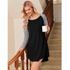 Ekouaer Nightgowns for Women 2 Pack Night Gowns Long Sleeve Sleep Shirts(A Black Grey/Leopard)