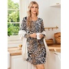 Ekouaer Nightgowns for Women 2 Pack Night Gowns Long Sleeve Sleep Shirts(A Black Grey/Leopard)