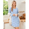 Ekouaer Nightgowns for Women 2 Pack Night Gowns Long Sleeve Sleep Shirts(A Green Daisy/Light Blue Floral)