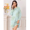 Ekouaer Nightgowns for Women 2 Pack Night Gowns Long Sleeve Sleep Shirts(A Green Daisy/Light Blue Floral)