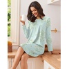 Ekouaer Nightgowns for Women 2 Pack Night Gowns Long Sleeve Sleep Shirts(A Green Daisy/Light Blue Floral)