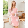 Ekouaer Nightgowns for Women 2 Pack Night Gowns Long Sleeve Sleep Shirts(A Pink Floral/Grey Floral)