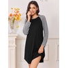 Ekouaer Nightgowns for Women 2 Pack Night Gowns Long Sleeve Sleep Shirts(Black Grey/Butterfly Flowers)