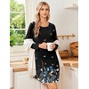 Ekouaer Nightgowns for Women 2 Pack Night Gowns Long Sleeve Sleep Shirts(Black Grey/Butterfly Flowers)