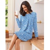 Ekouaer Nightgowns for Women 2 Pack Night Gowns Long Sleeve Sleep Shirts(Blue Floral/Purple Floral)