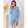 Ekouaer Nightgowns for Women 2 Pack Night Gowns Long Sleeve Sleep Shirts(Blue Floral/Purple Floral)
