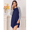 Ekouaer Nightgowns for Women 2 Pack Night Gowns Long Sleeve Sleep Shirts(Blue Grey/Dark Blue Striped)