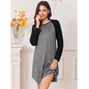 Ekouaer Nightgowns for Women 2 Pack Night Gowns Long Sleeve Sleep Shirts(Grey Black/Black)